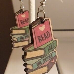 Whimsical book earrings
